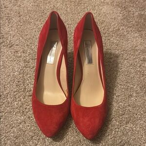 Red Suede 3” Pumps - size 8.5